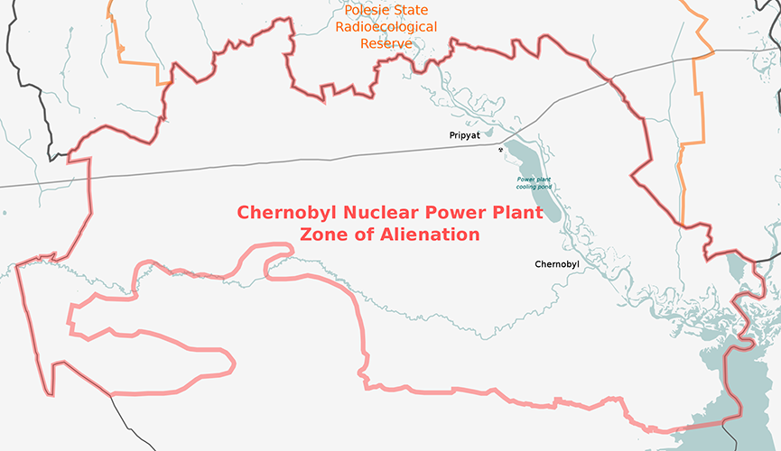 Map of Chernobyl Exclusion Zone